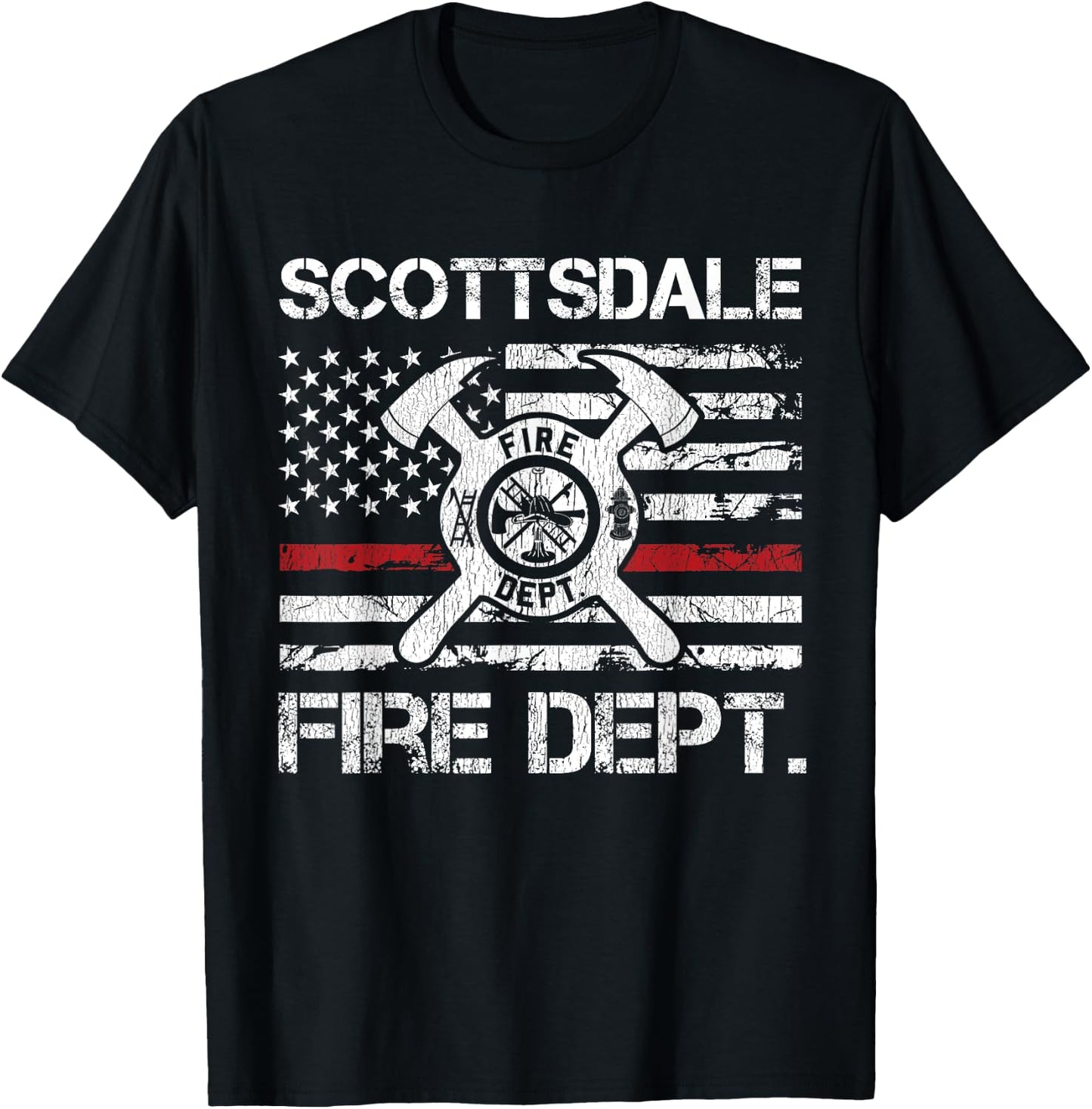 Scottsdale Arizona Fire Department Thin Red Line Fireman T-Shirt - T-Shirt | Black