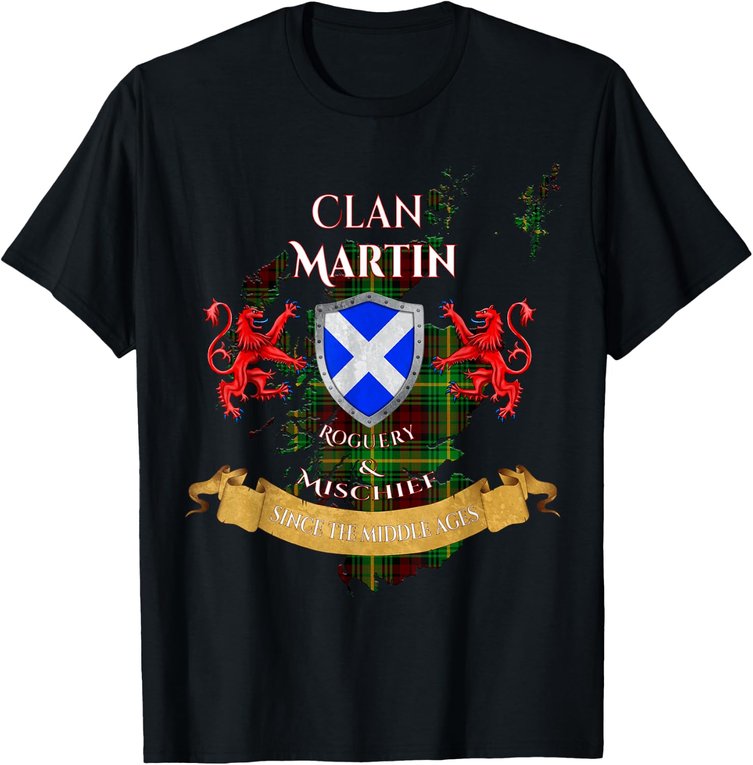 Martin Scottish Family Clan Middle Ages Mischief T-Shirt - T-Shirt | Black