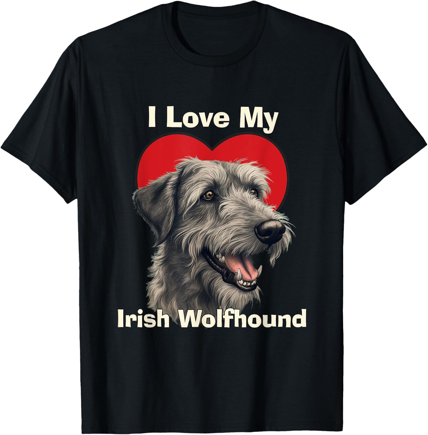 I Love My Irish Wolfhound Puppy Dog Men Women Kids T-Shirt - T-Shirt | Black