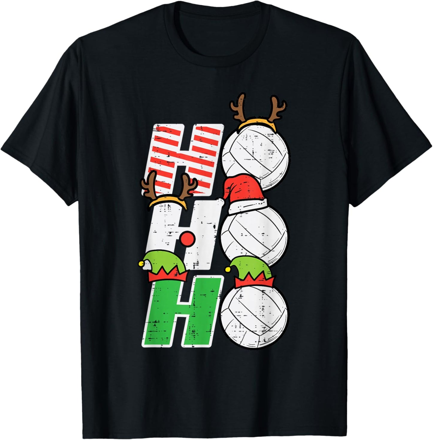 Christmas Volleyball Ho Ho Ho Xmas Sports Men Women Kids T-Shirt - T-Shirt | Black