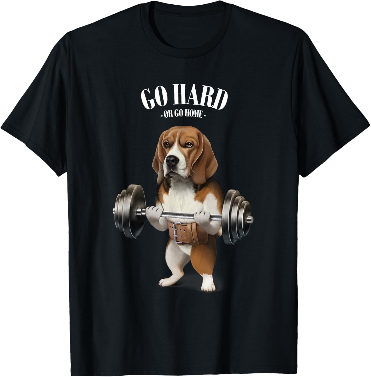 Beagle Dog Weightlifting in Fitness Gym T-Shirt - T-Shirt | Black
