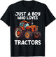 Just a Boy Who Loves Tractors For Toddler Boys Farmer Farm T-Shirt - T-Shirt | Black