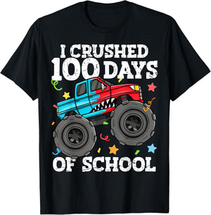 100 Days of School Monster Truck 100th Day of School Boys T-Shirt - T-Shirt | Black