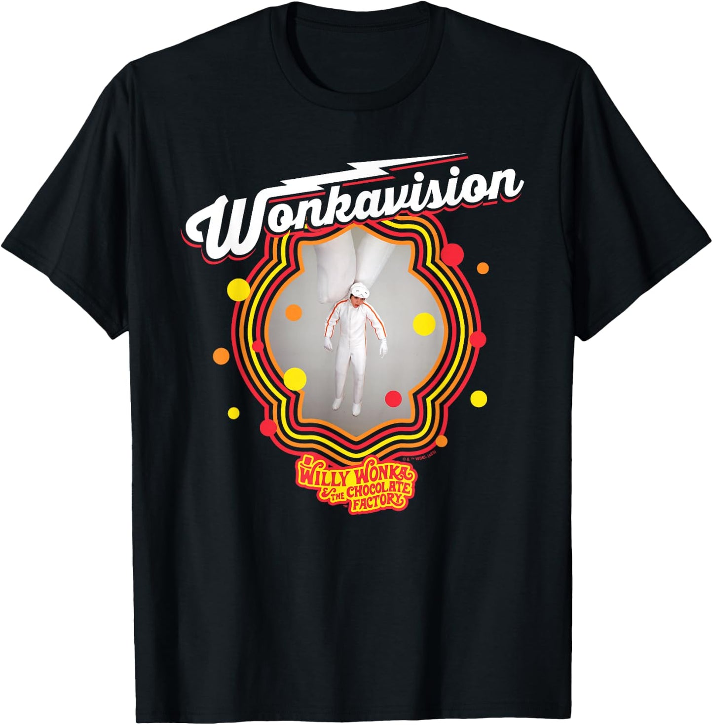 Willy Wonka & The Chocolate Factory - -Adults, Black, Small, Short Sleeve, Solid with Graphic Print, , Modern, Casual, Movie Fans, Casual Clothing Enthusiasts, Vacationers T-Shirt - T-Shirt | Black