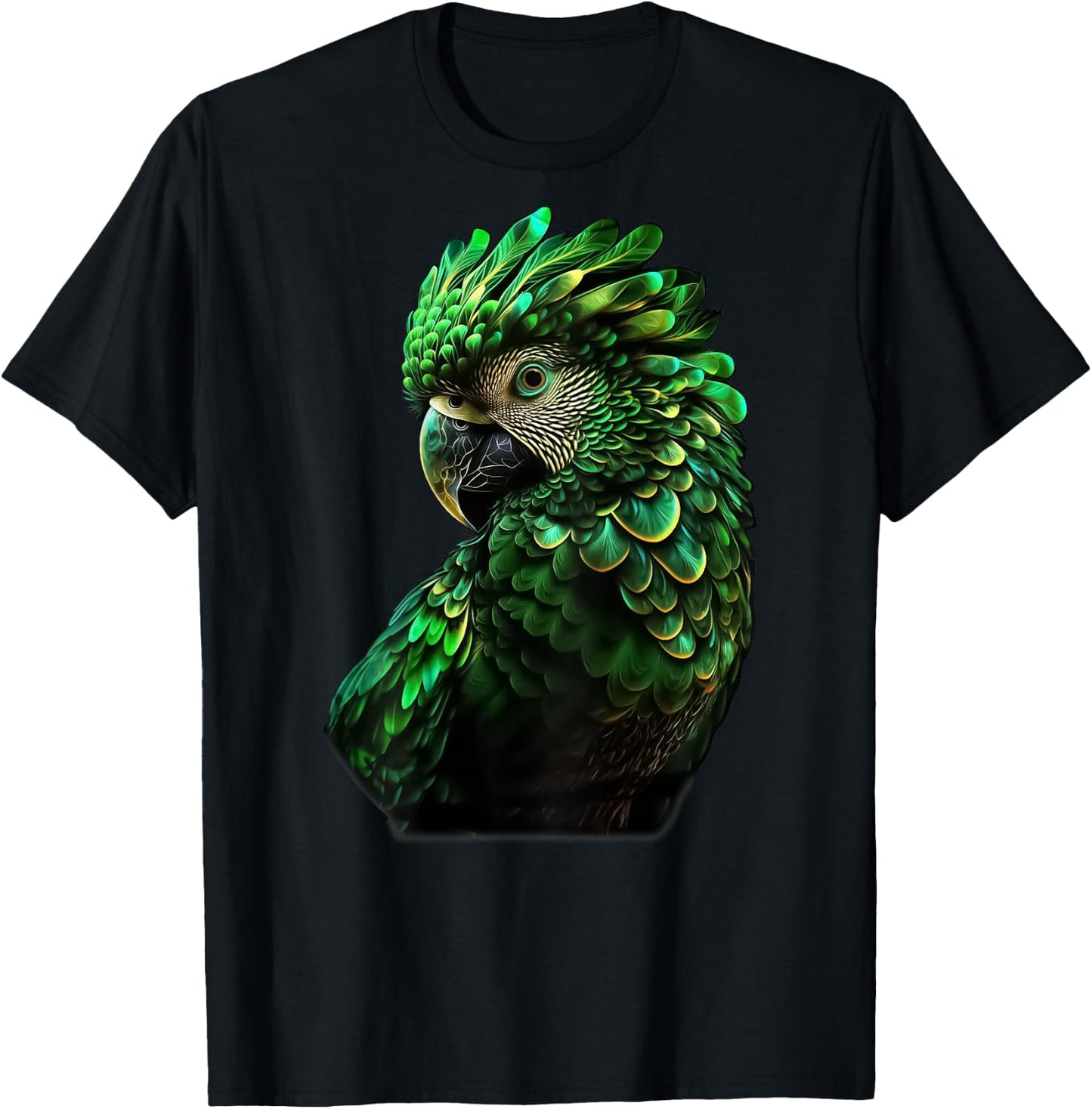 Emerald Green Macaw T-Shirt - T-Shirt | Black