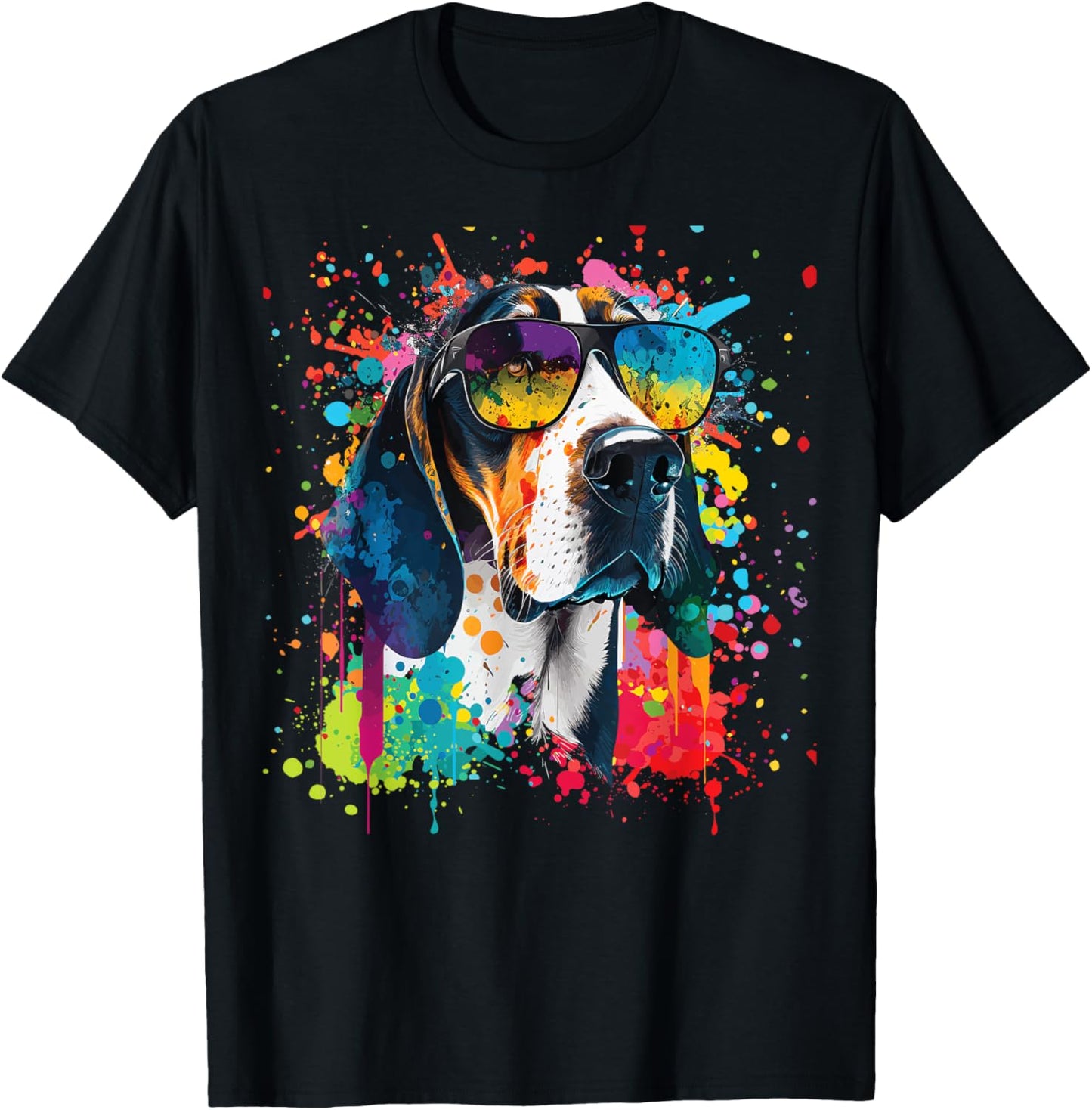 Treeing Walker Coonhound, Colorful Treeing Walker Coonhound T-Shirt - T-Shirt | Black