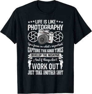 Das Leben ist wie Fotografie Funny Photographer Graphic T-Shirt - T-Shirt | Black