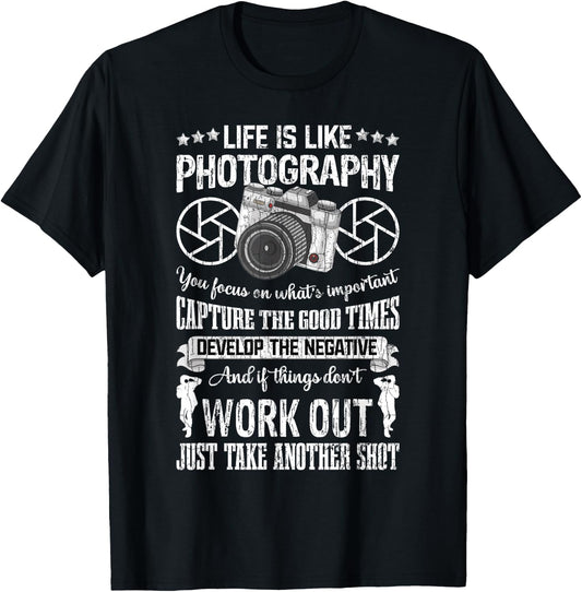 Das Leben ist wie Fotografie Funny Photographer Graphic T-Shirt - T-Shirt | Black