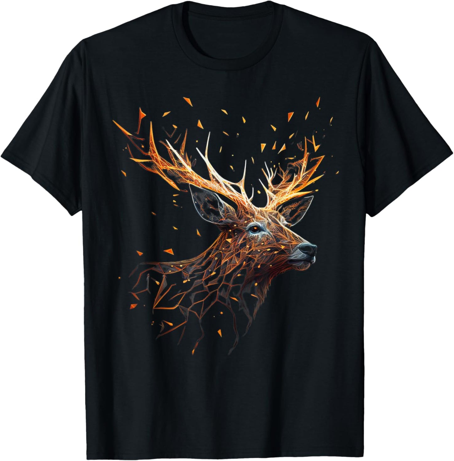 Deer Animal Motif Elk Forest Animal Print Deer T-Shirt - T-Shirt | Black