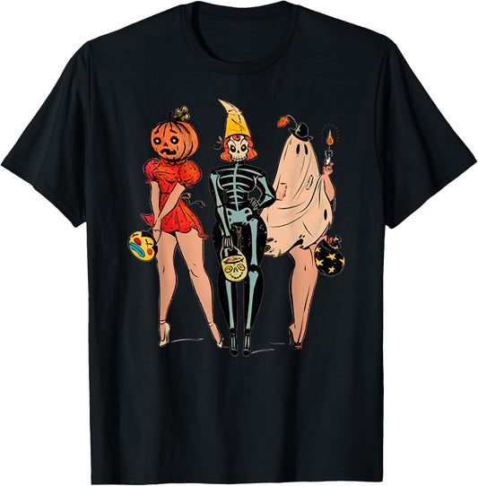 Halloween Witch Pin Up Retro Vintage Pumpkin Women T-Shirt - T-Shirt | Black