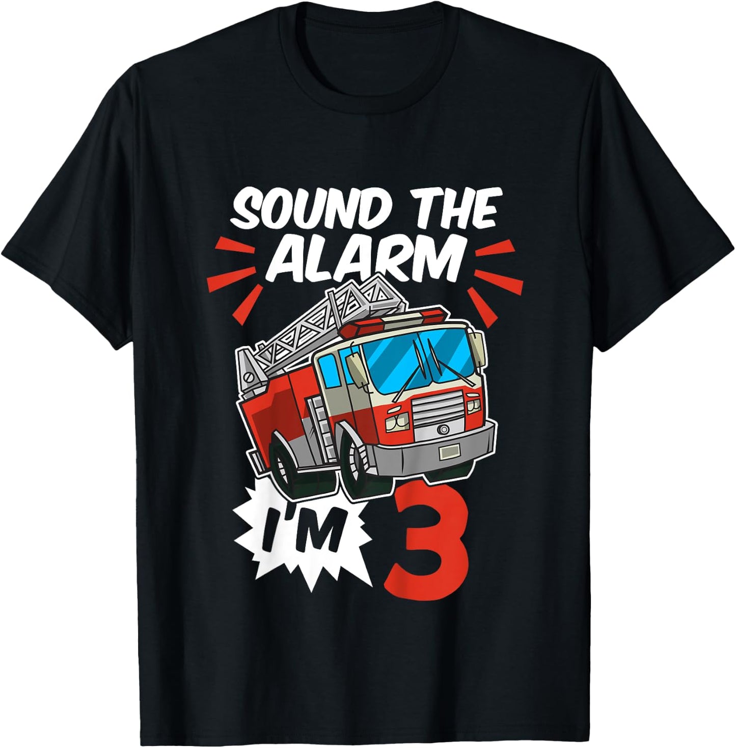 Firefighter I'm 3 Birthday Fire Truck 3rd birthday T-Shirt - T-Shirt | Black
