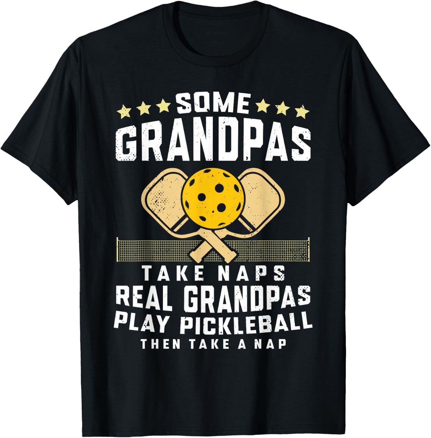 Pickleball Design Grandpa Funny Pickleball Player T-Shirt - T-Shirt | Black
