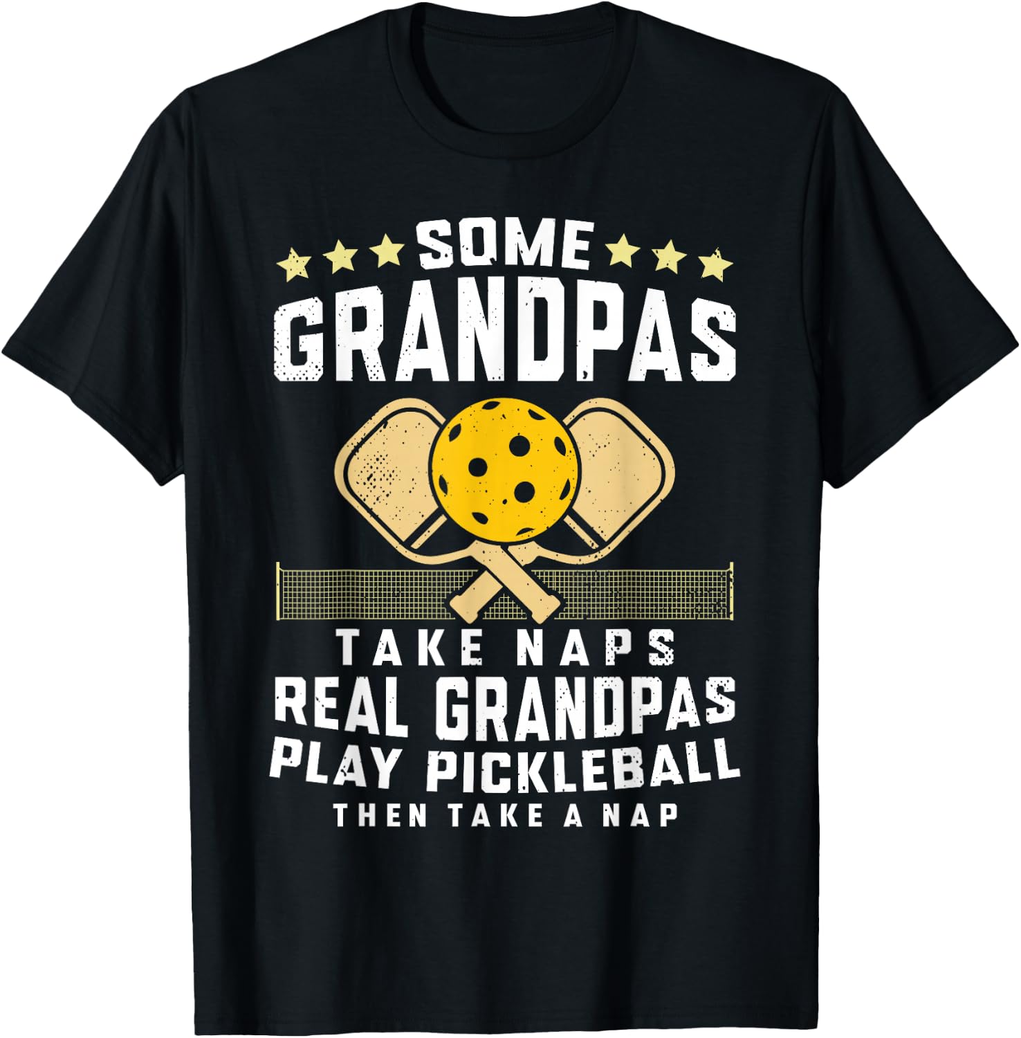 Pickleball Design Grandpa Funny Pickleball Player T-Shirt - T-Shirt | Black