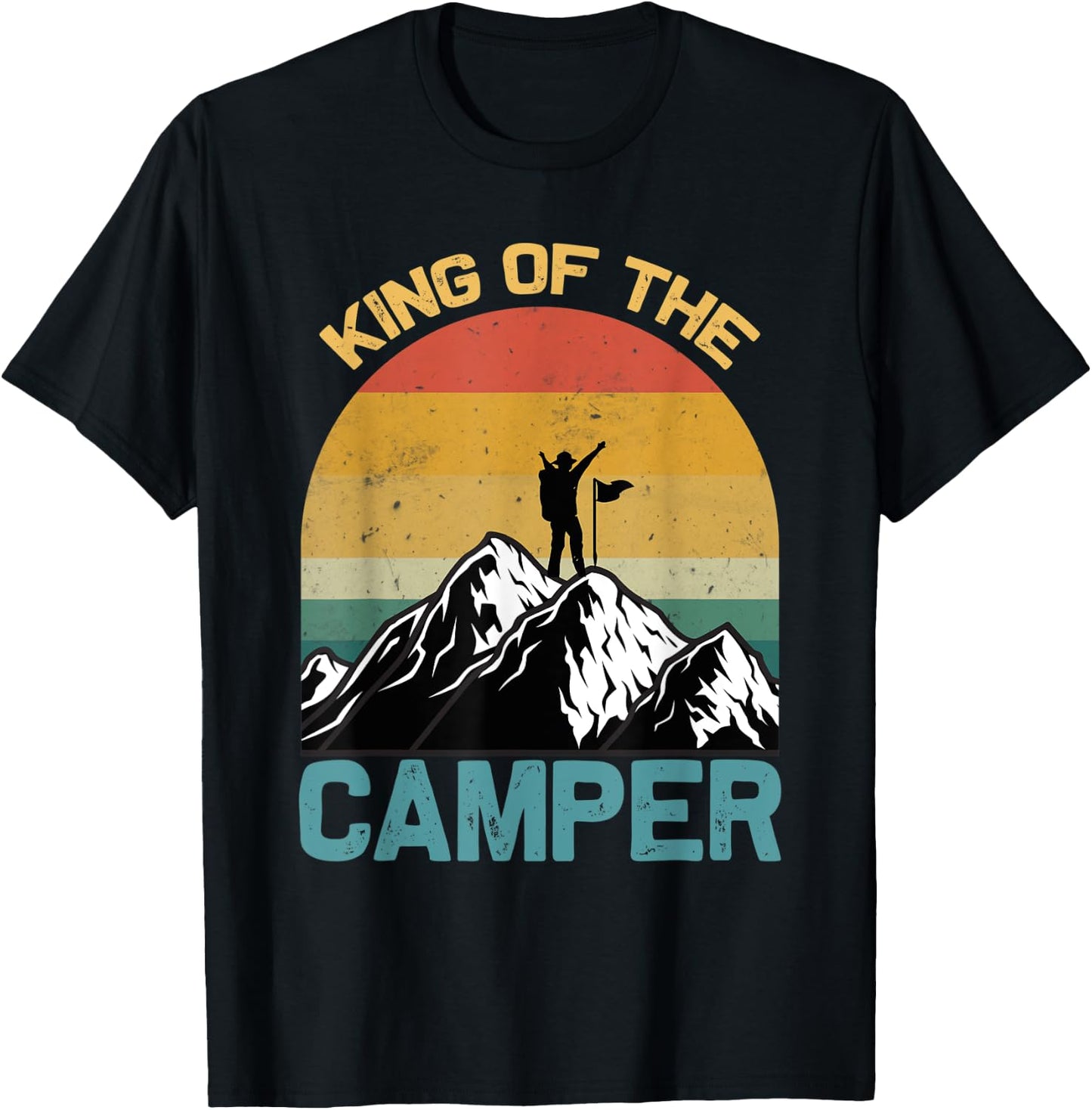 King of the Camper Matching Camping Travel Retro Vintage T-Shirt - T-Shirt | Black