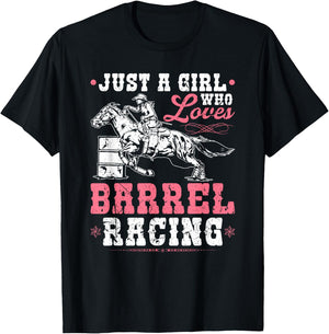 Just a Girl Who Loves Barrel Racing Cowgirl Rodeo T-Shirt - T-Shirt | Black