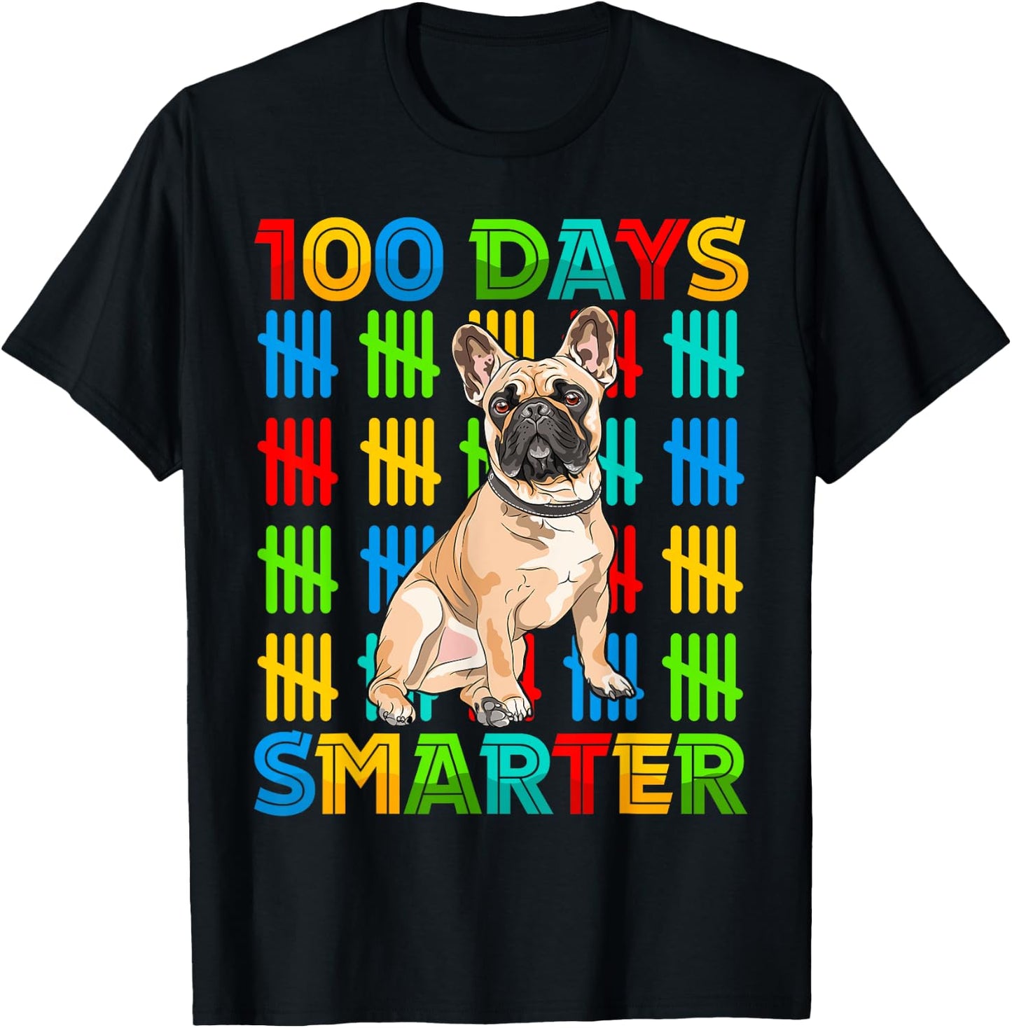 100 Days Smarter Frenchie Dog Lovers 100 Days Of School Kids T-Shirt - T-Shirt | Black