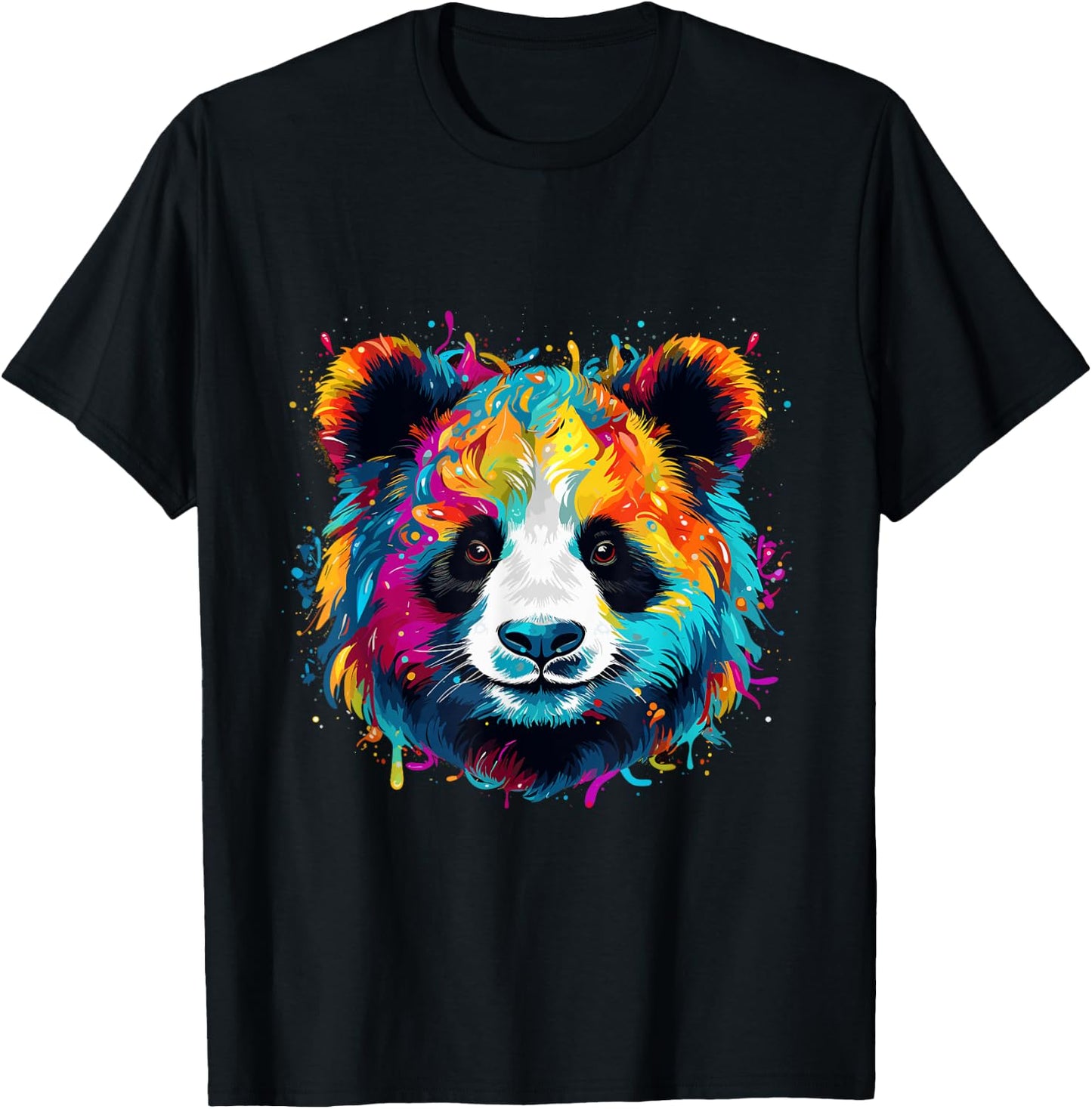 Rainbow Panda Head Brilliant Unleashed Cute Panda T-Shirt - T-Shirt | Black
