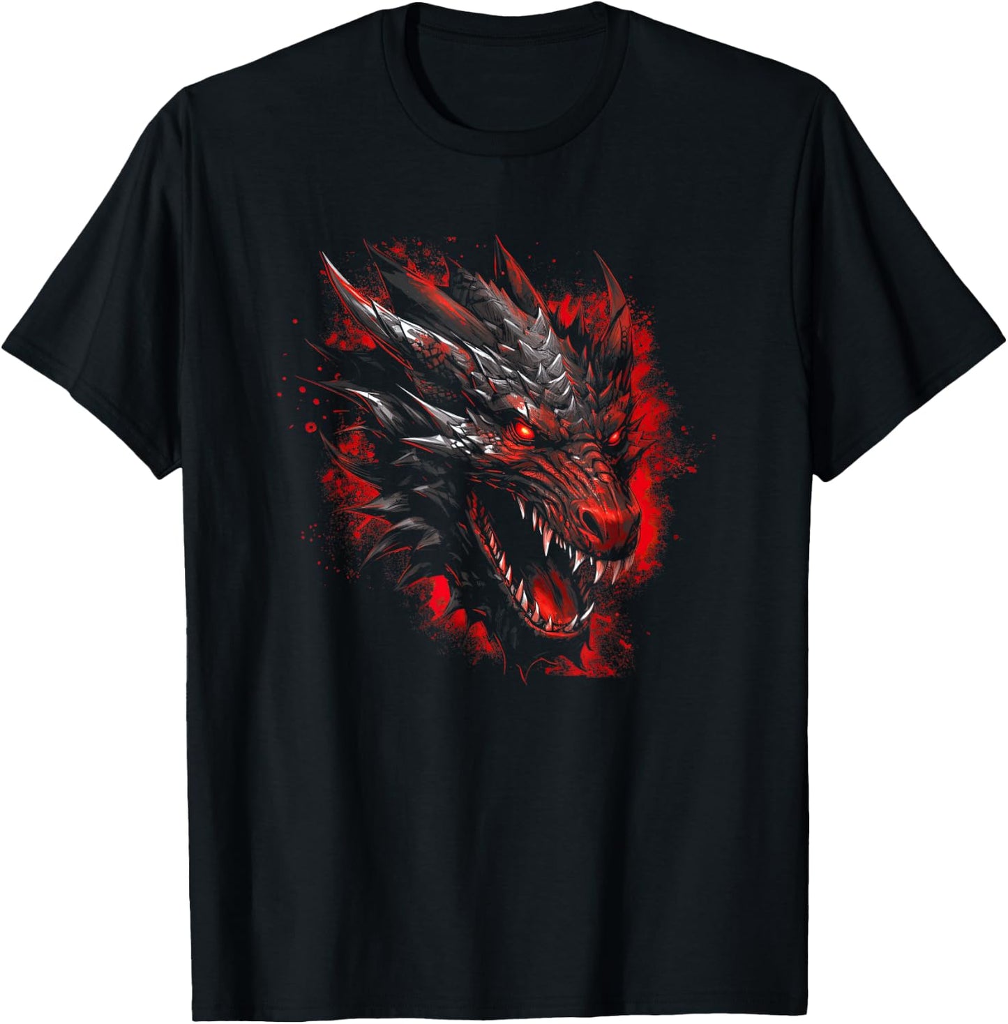 Red Chinese Firedrake Dragon - Dragon Print Art Wear T-Shirt - T-Shirt | Black