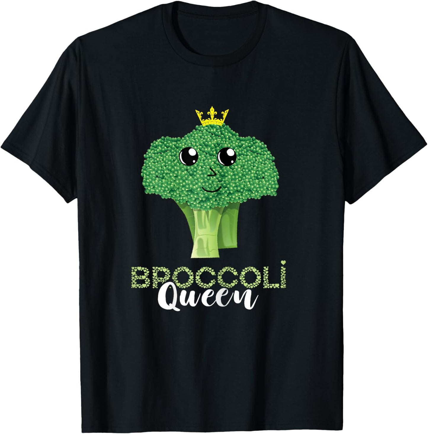 Broccoli Queen Crown Vegetarian Eating Broccoli Vegan T-Shirt - T-Shirt | Black