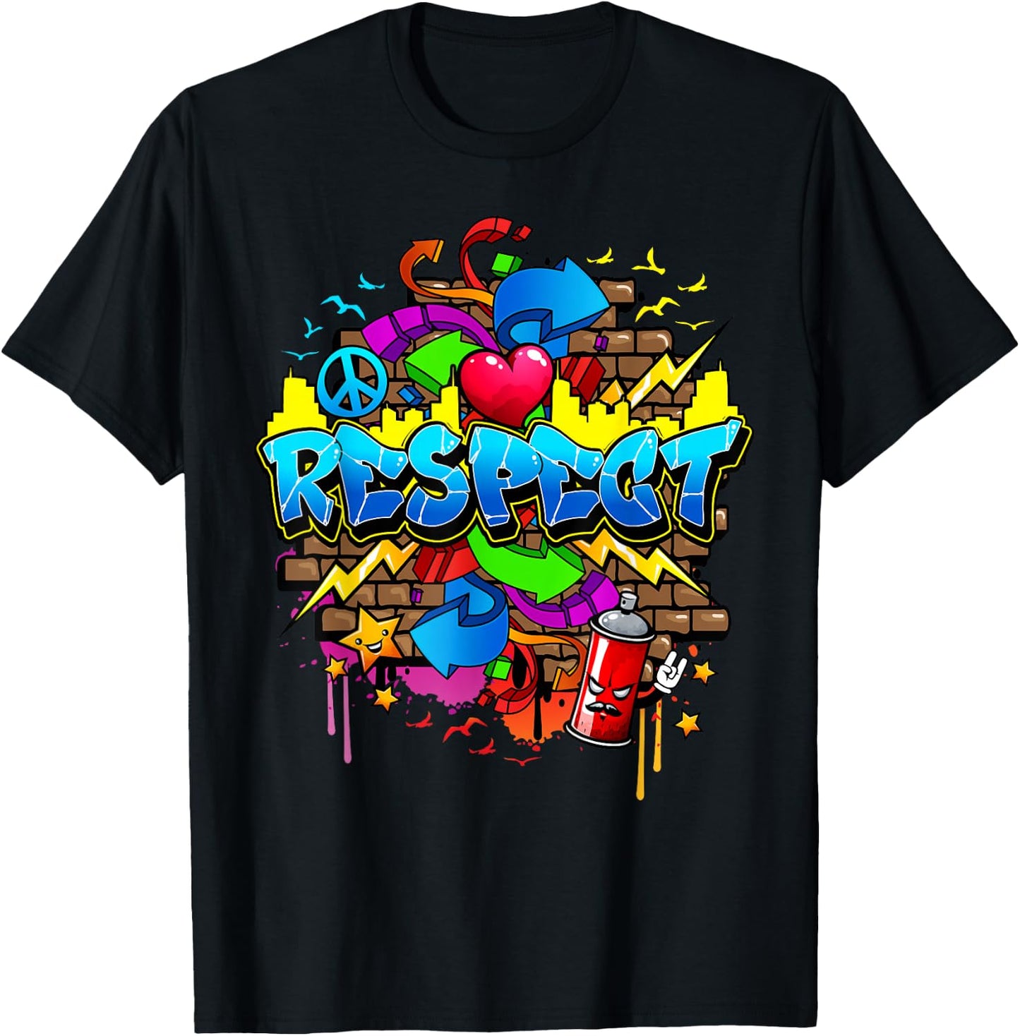Urban - Respect Graffiti Graphic T-Shirt - T-Shirt | Black