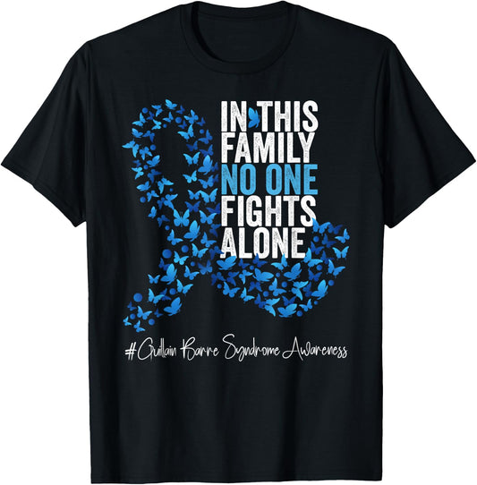 Guillain Barre Syndrome Awareness Month Blue Ribbon T-Shirt - T-Shirt | Black