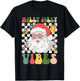Retro Groovy Holly And Jolly Vibes Peace Santa Xmas Lights T-Shirt - T-Shirt | Black