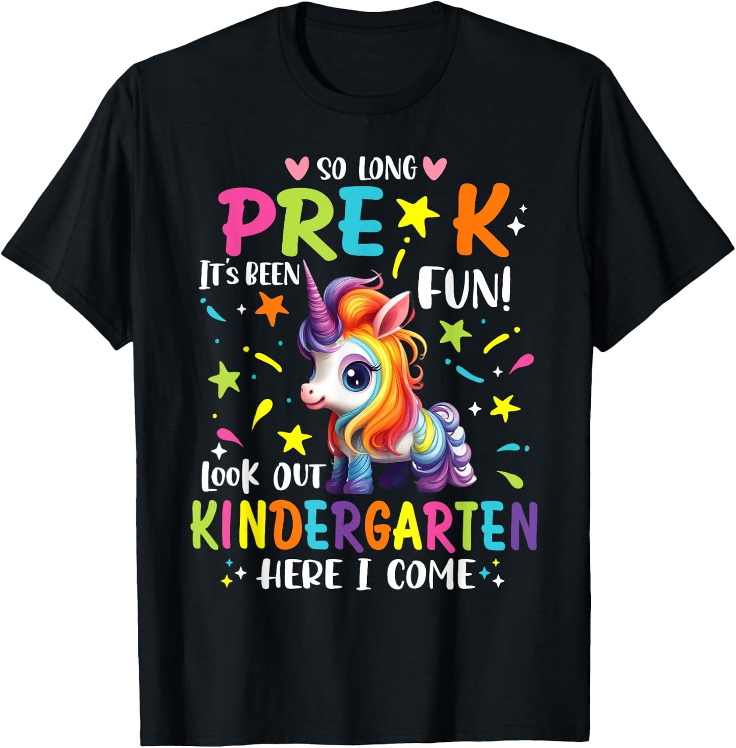 So Long Pre-K Kindergarten Here I Come Unicorn Graduation T-Shirt - T-Shirt | Black