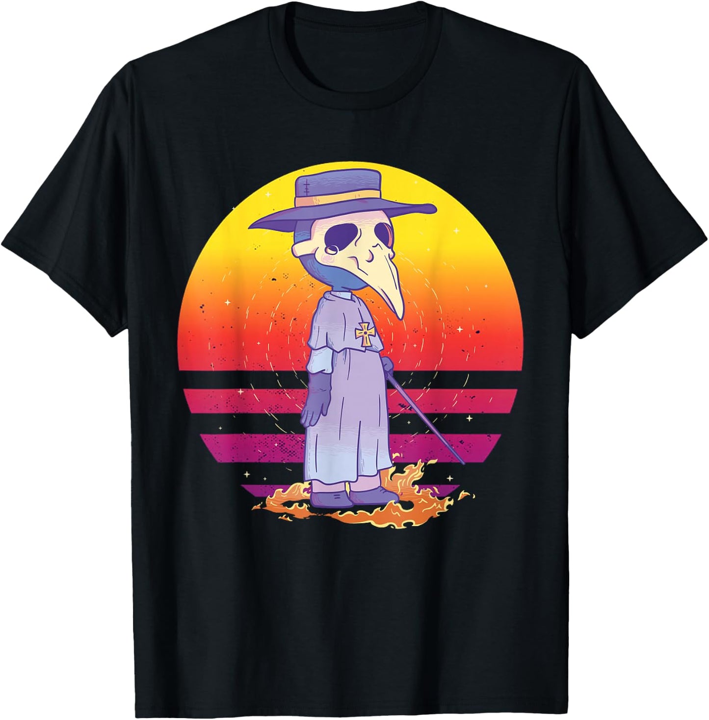 Plague doctor Comic style Historical Plague doctors Cartoon T-Shirt - T-Shirt | Black
