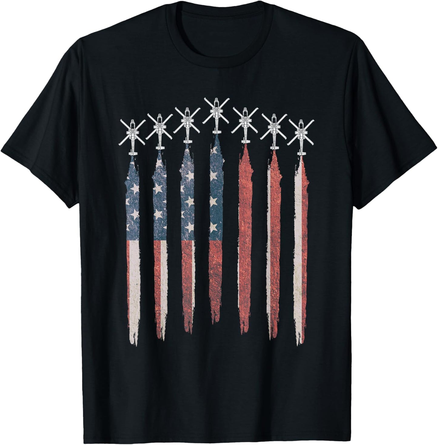 AH64 Apache Helicopter American Flag Apache Squadron T-Shirt - T-Shirt | Black