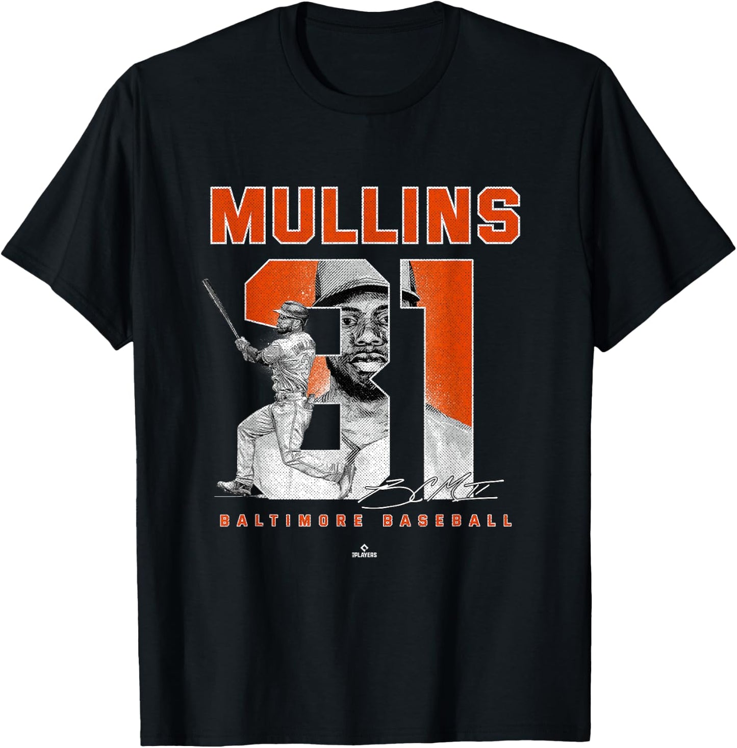 Number and Portrait Cedric Mullins Baltimore MLBPA T-Shirt - T-Shirt | Black