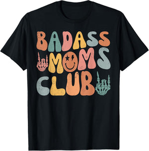 Groovy Badass Moms Club Cool Mom Funny Family Humor Retro T-Shirt - T-Shirt | Black