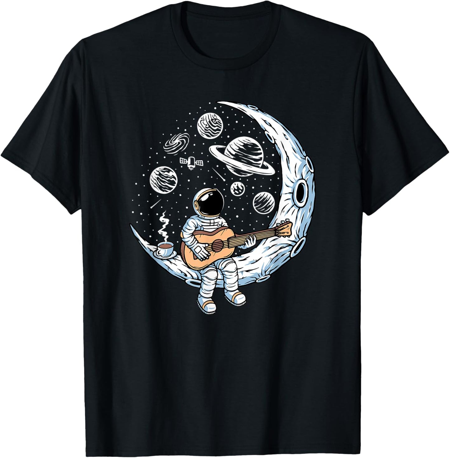 Astronaut playing guitar on the moon Spaceman allspace T-Shirt - T-Shirt | Black