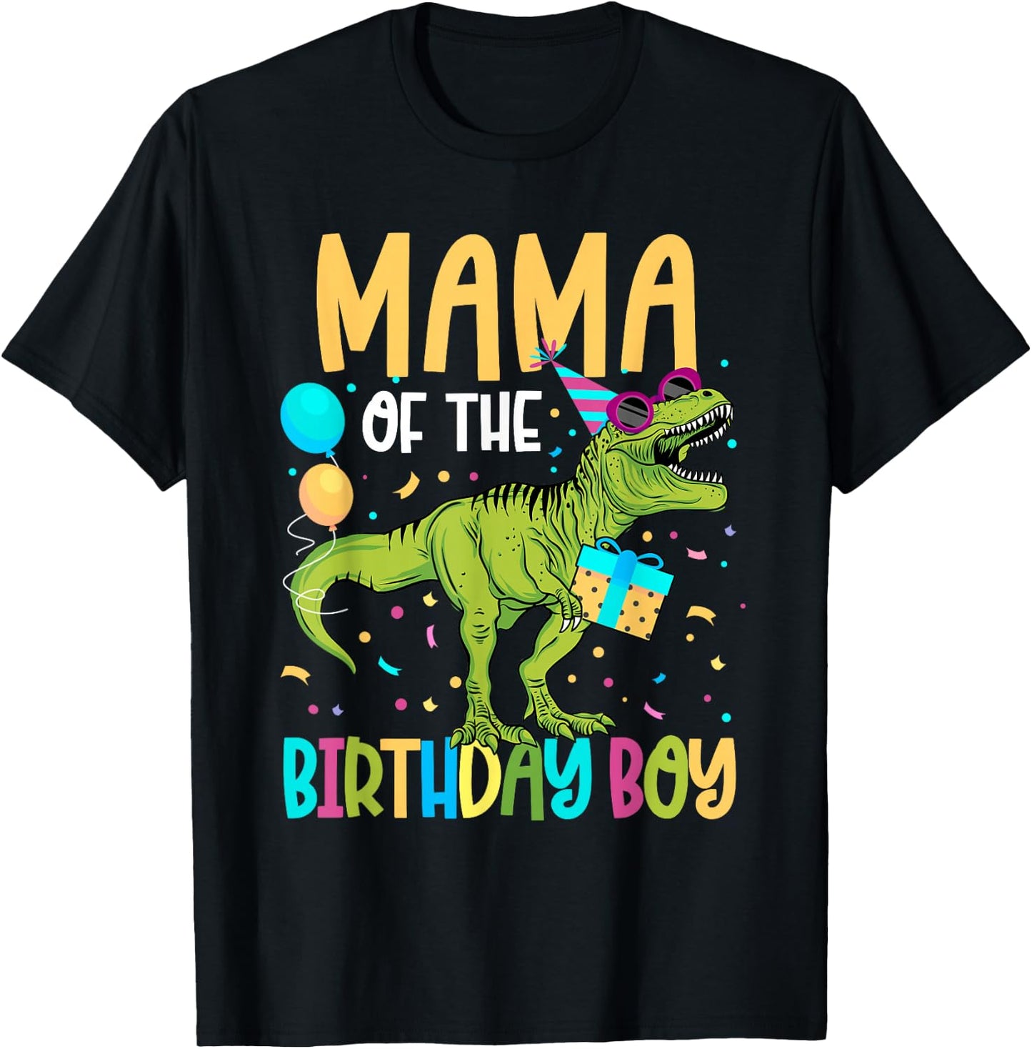 Mama of The Birthday Boy Family Matching Dinosaur Squad T-Shirt - T-Shirt | Black