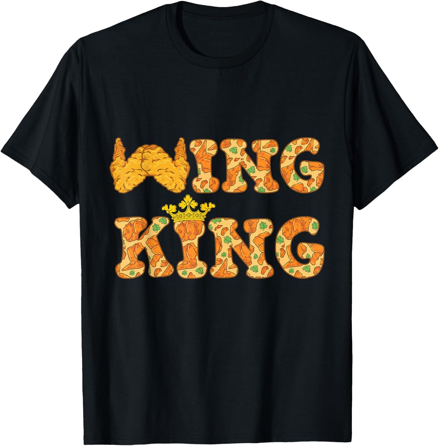 Wing King Funny Chicken Wing BBQ Food Lover T-Shirt - T-Shirt | Black