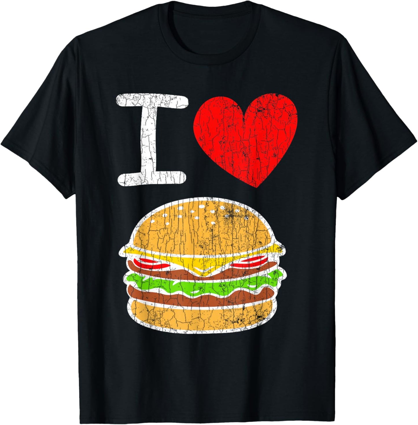 I Love Burgers Funny Hamburger Cheeseburger Graphic T-Shirt - T-Shirt | Black