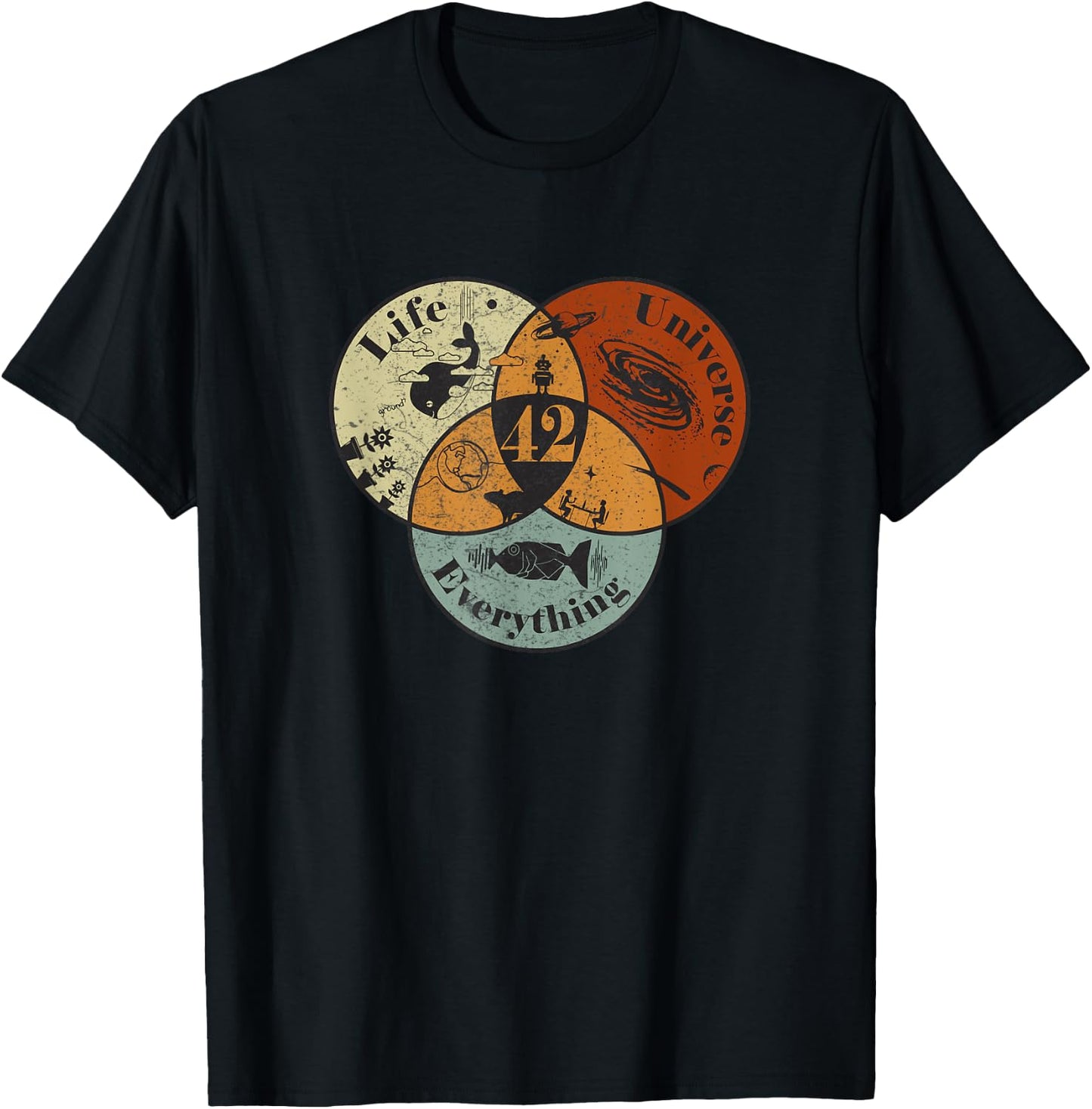 Venn Diagram Life The Universe And Everything - 42 Life T-Shirt - T-Shirt | Black