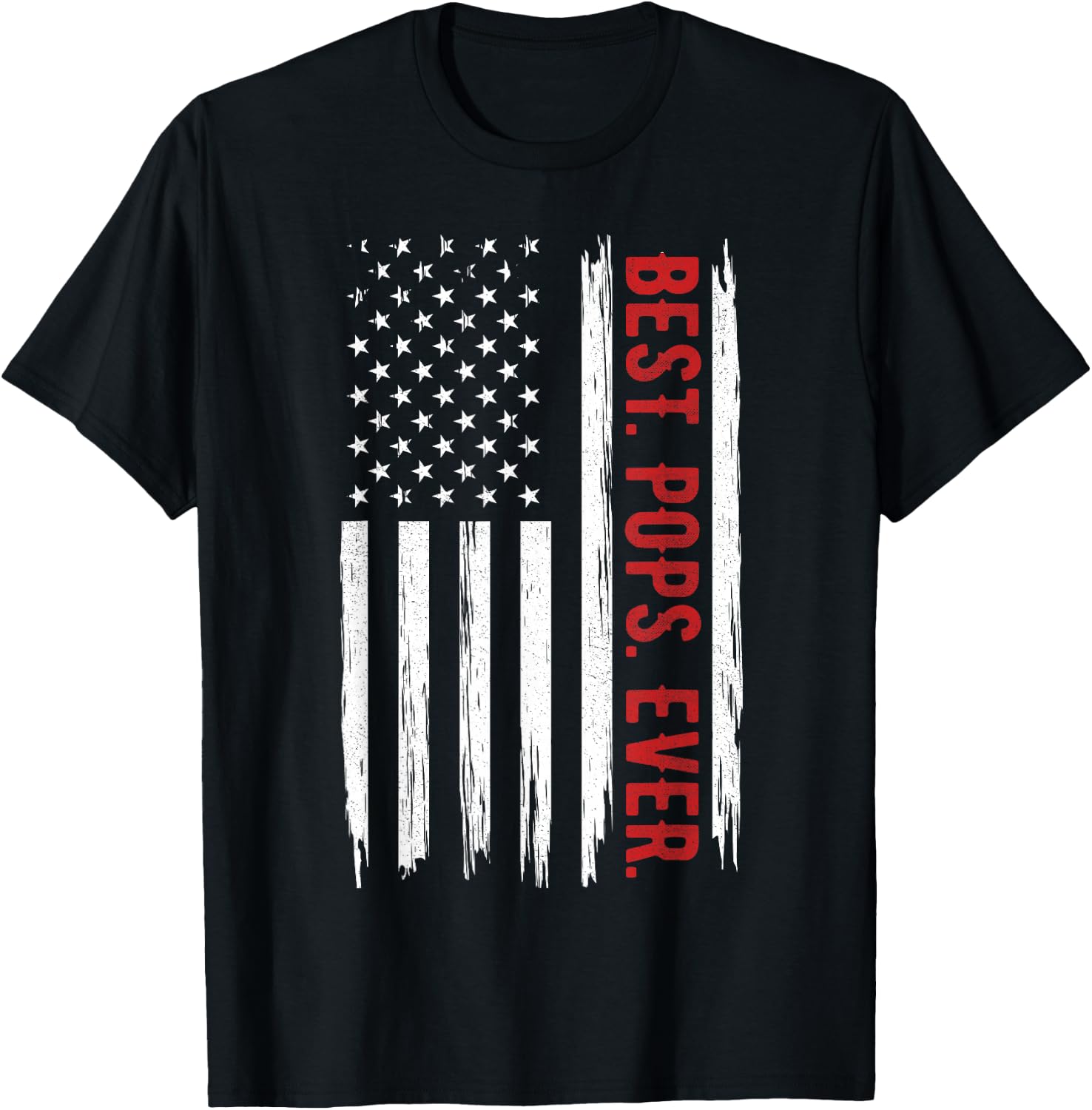 Best Pops Ever With US American Flag Gift Father's Day T-Shirt - T-Shirt | Black