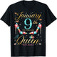On January 9th A Queen Was Born on January 9 Birthday T-Shirt - T-Shirt | Black