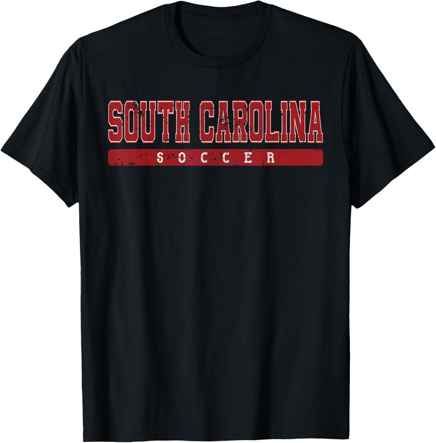 South Carolina Soccer Red Vintage Text T-Shirt - T-Shirt | Black