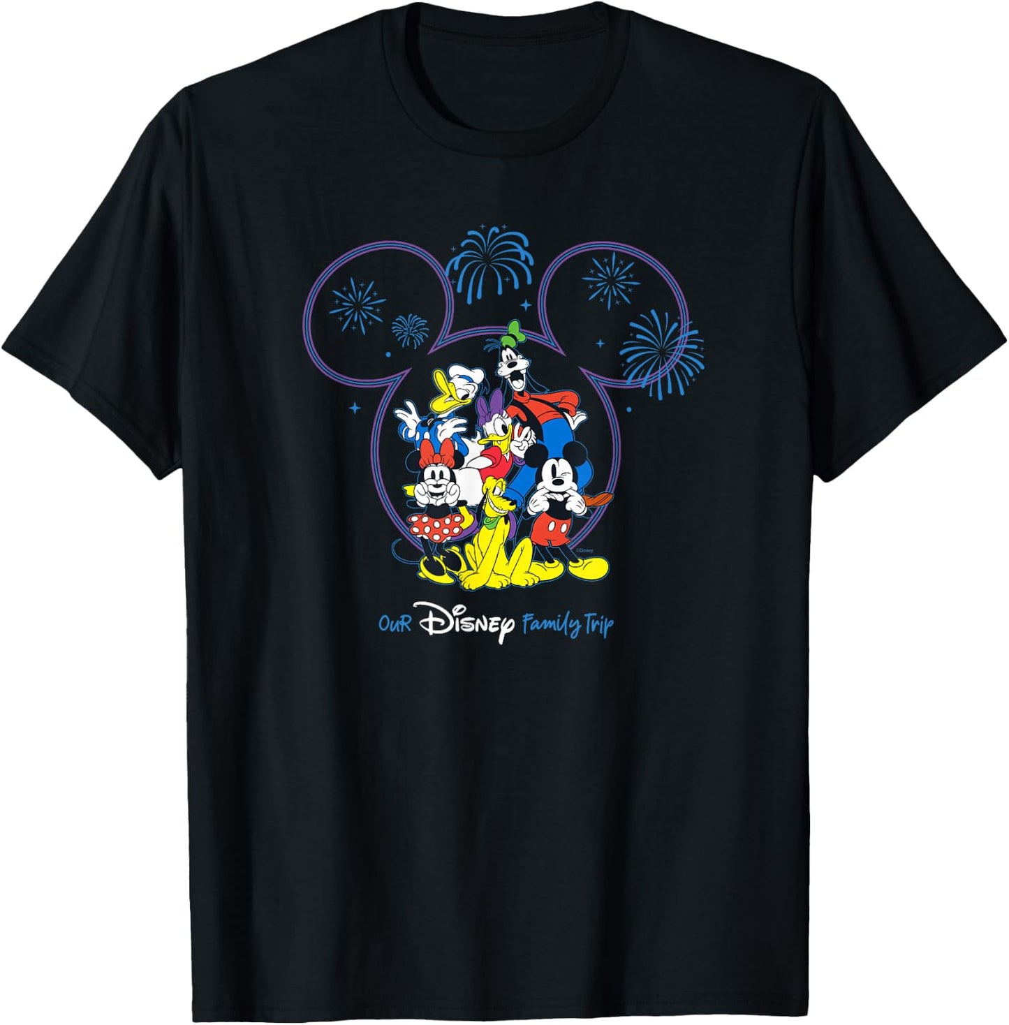 Disney Mickey and Friends Fireworks Our Disney Family Trip T-Shirt - T-Shirt | Black