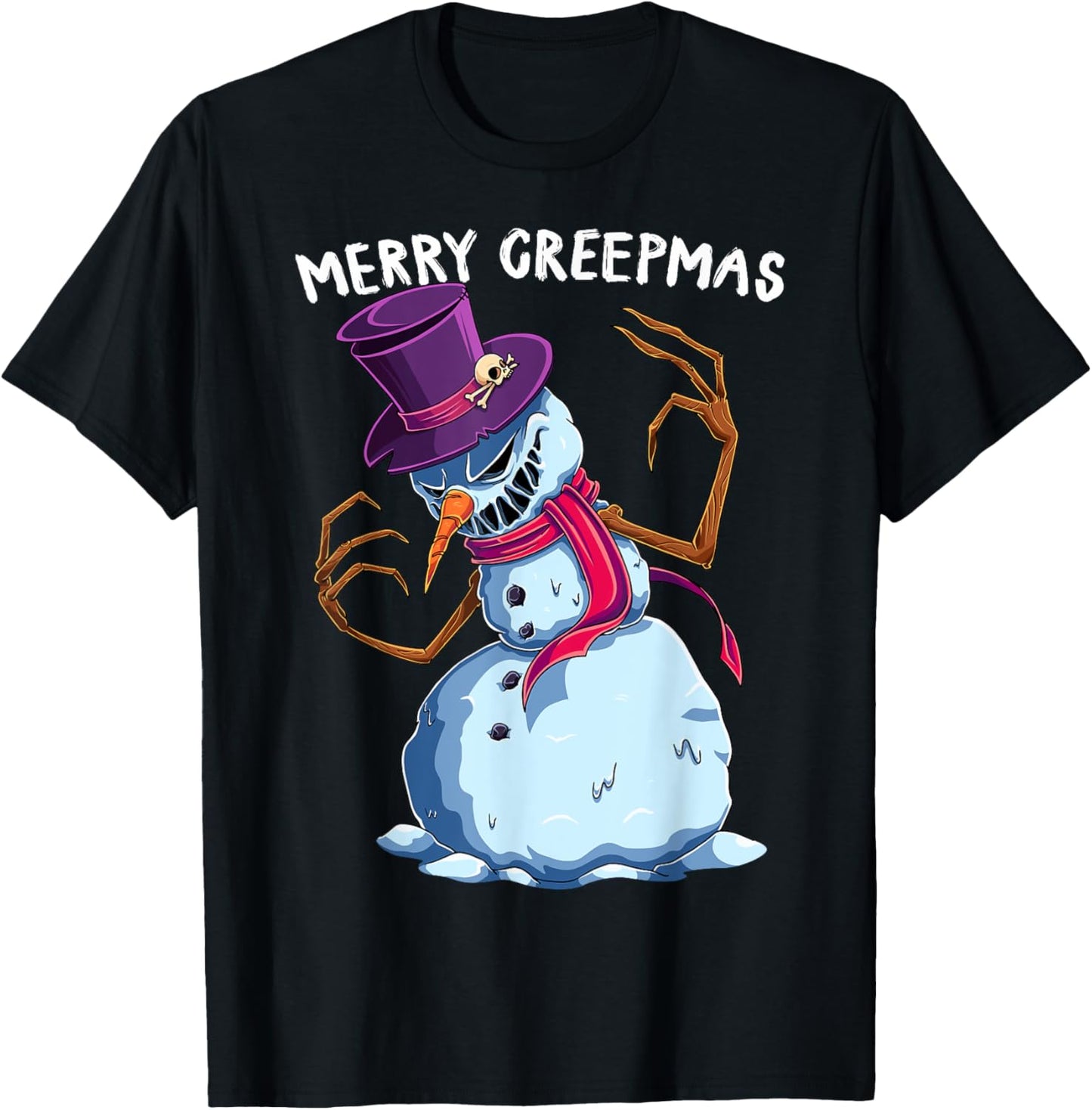 Merry Creepmas Snowman Scary Christmas Evil Monster Xmas T-Shirt - T-Shirt | Black