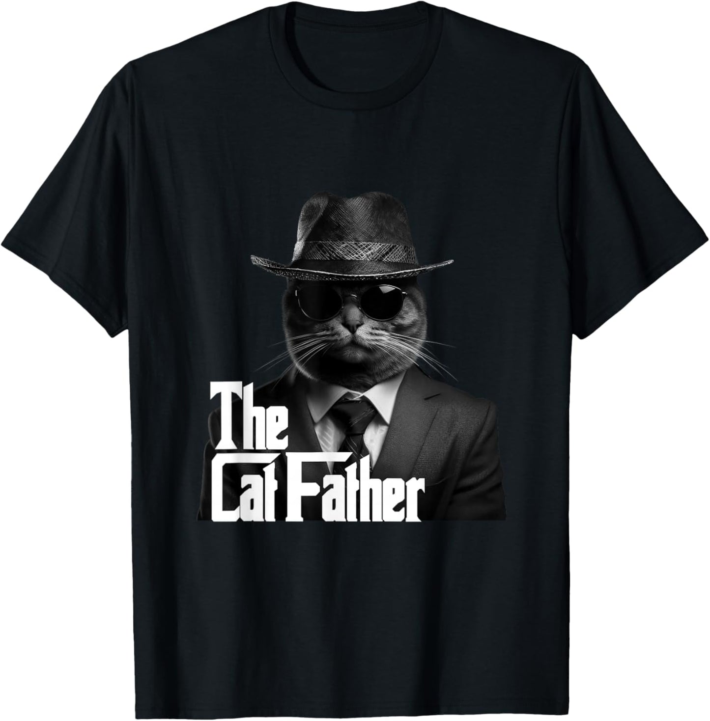 The Catfather Fathersday Best Birthday Cat Dad Funny Gift T-Shirt - T-Shirt | Black