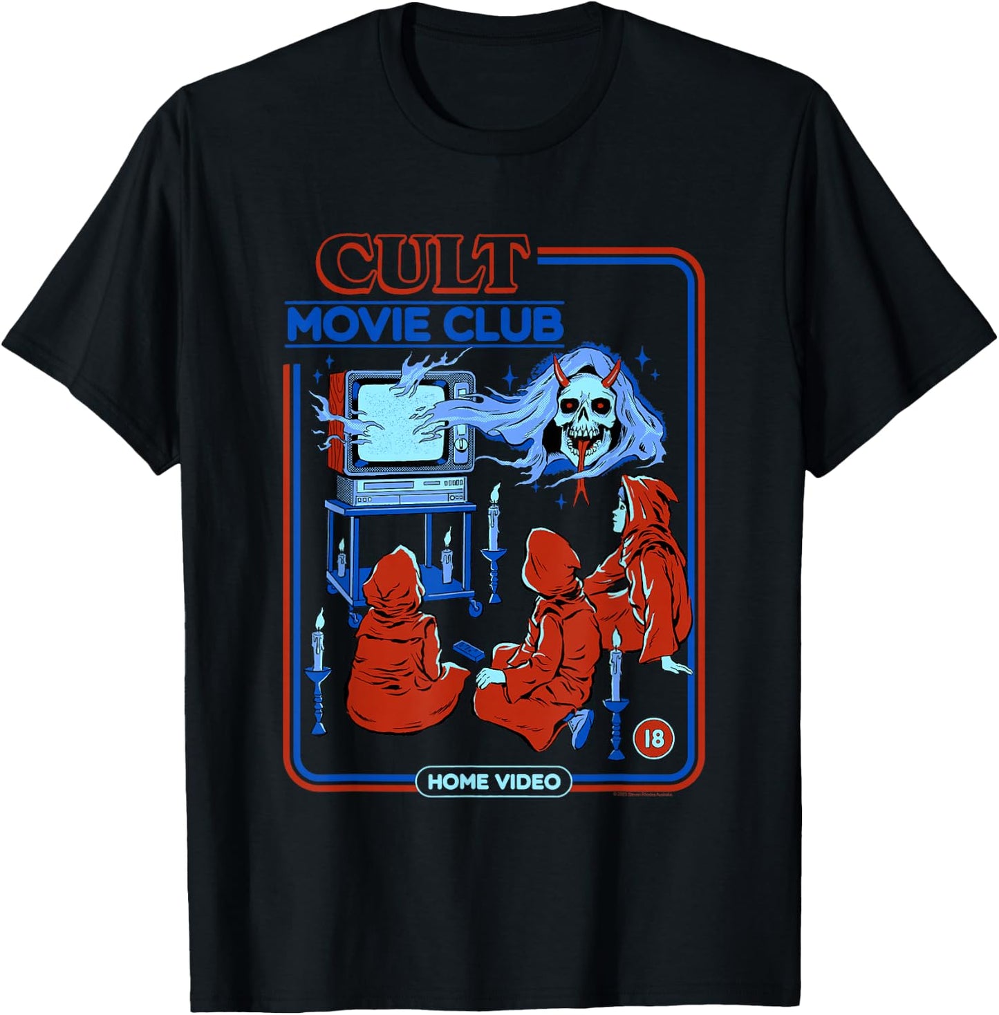 Steven Rhodes Cult Movie Club Home Video Retro Dark Humor T-Shirt - T-Shirt | Black