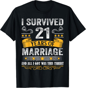 21st Wedding Anniversary shirt Couples Husband Wife 21 Years T-Shirt - T-Shirt | Black