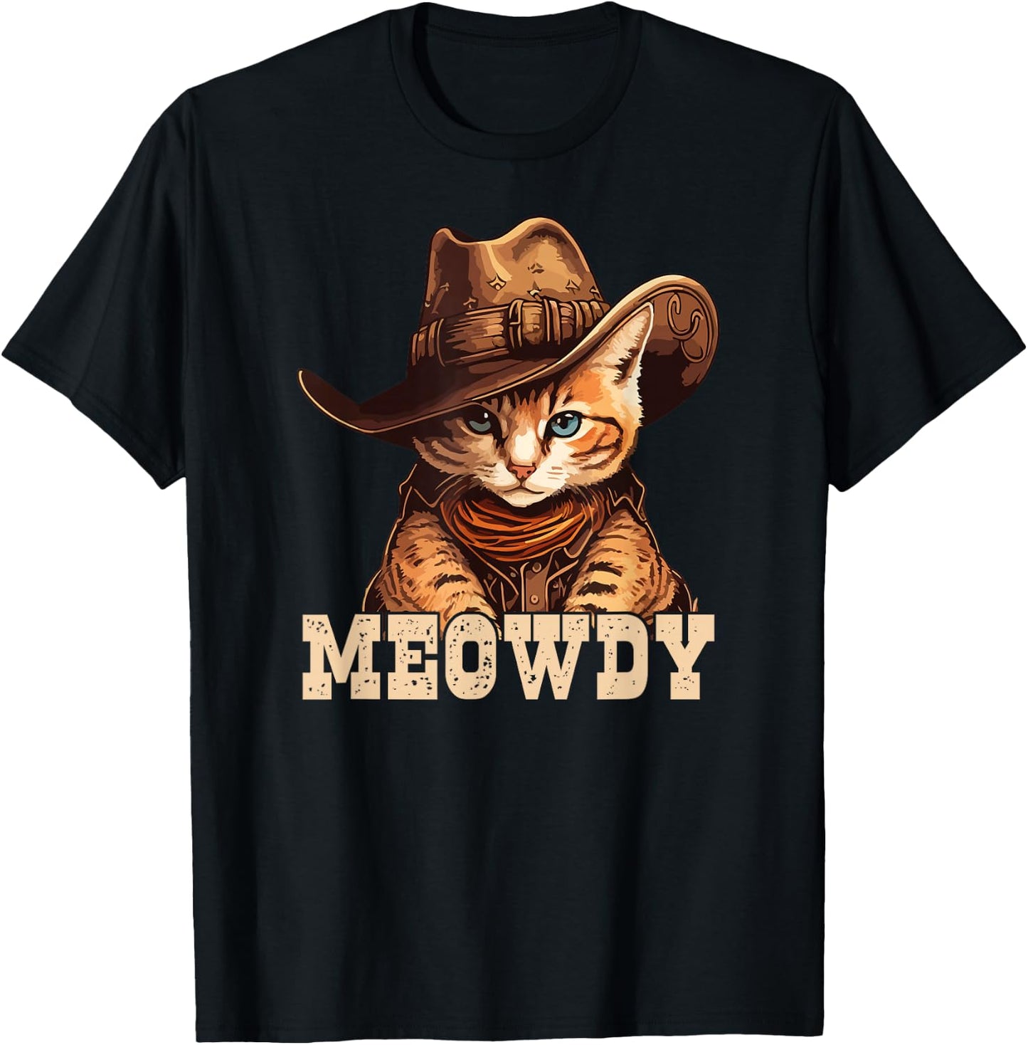 Cowboy Cat Meowdy T-Shirt - T-Shirt | Black