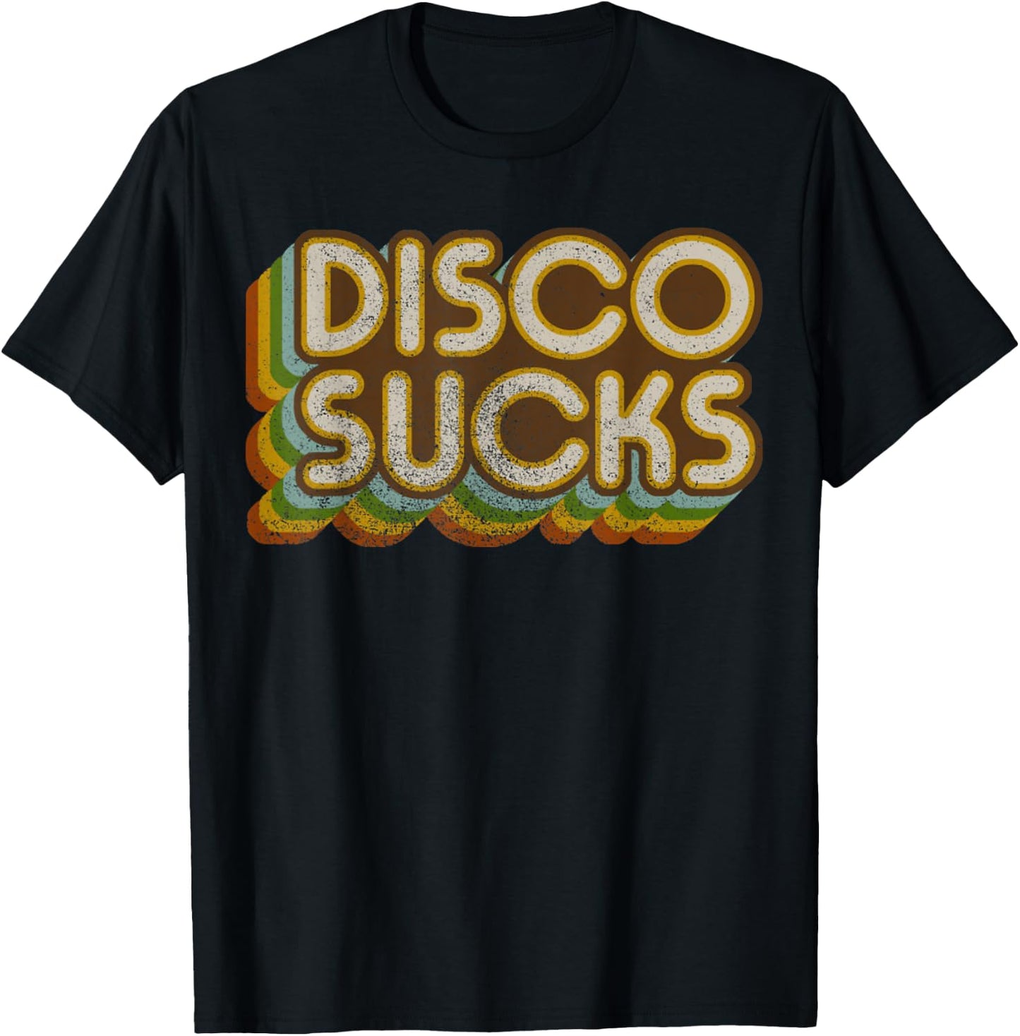 Vintage Disco Sucks Retro 1970s Dancing Music, Distressed T-Shirt - T-Shirt | Black