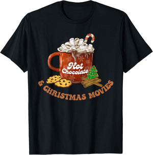 Drink Hot Cocoa Chocolate Watch Xmas Movies Funny Cute Women T-Shirt - T-Shirt | Black
