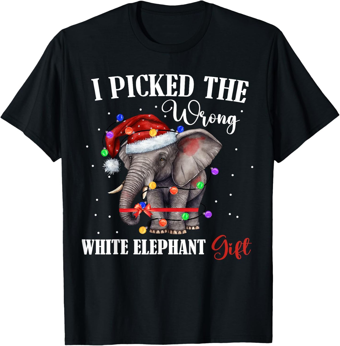 Funny White Elephant Gift Wrapped Elephant Dumb Gift T-Shirt - T-Shirt | Black