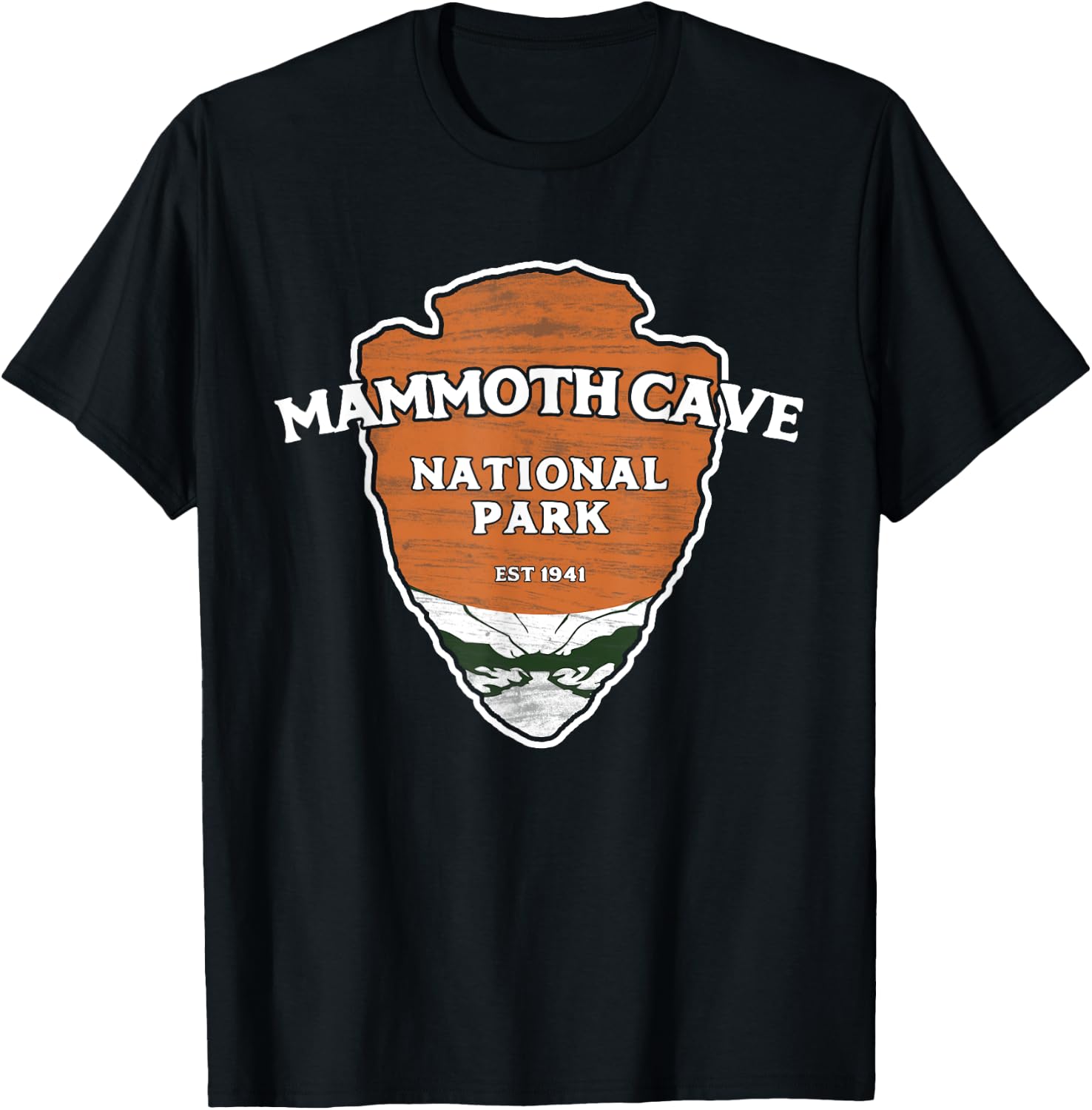 Mammoth Cave National Park Classic Style Arrowhead Sign T-Shirt - T-Shirt | Black