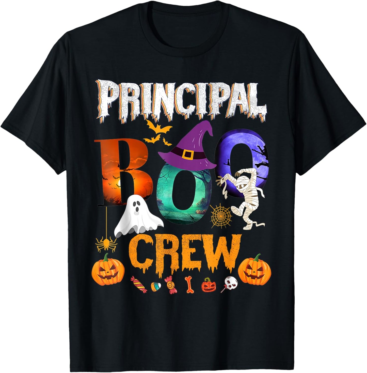 Principal Boo Crew Teacher Student Funny Halloween Costume Women Kids T-Shirt - T-Shirt | Black